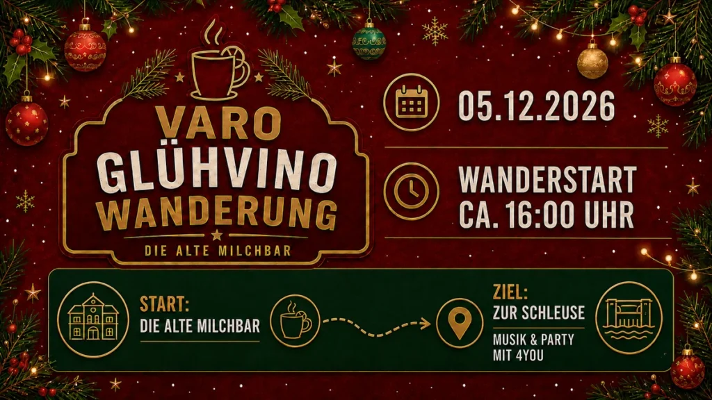 VaroGlühVino Glühweinwanderung in Spelle am 5. Dezember 2026